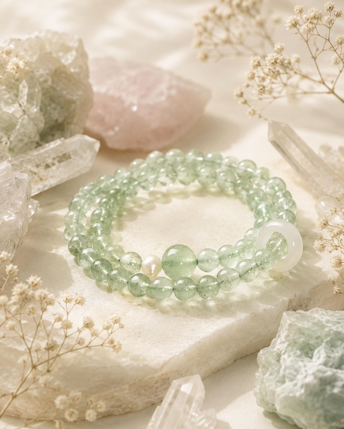 Meadow Glow Green Beaded Bracelet