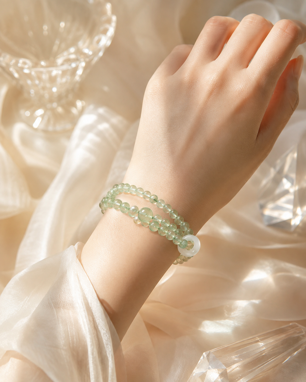 Meadow Glow Green Beaded Bracelet